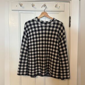 Arket Black & white check sweater w wide sleeve XS | loose fit